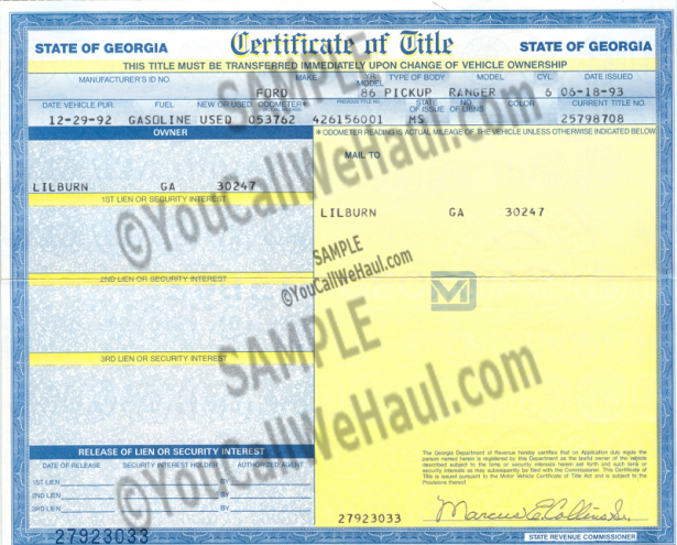 How to Transfer Georgia Title and instructions for filling out your title