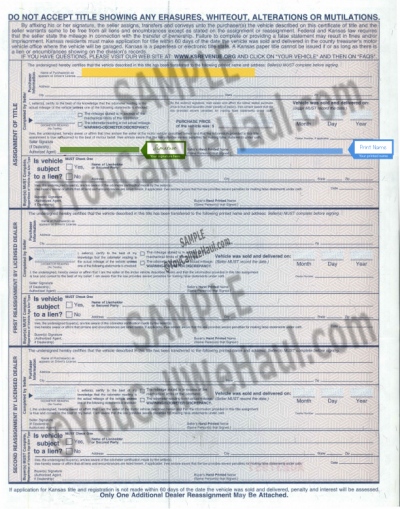 How to transfer Kansas title and instructions for filling out your title