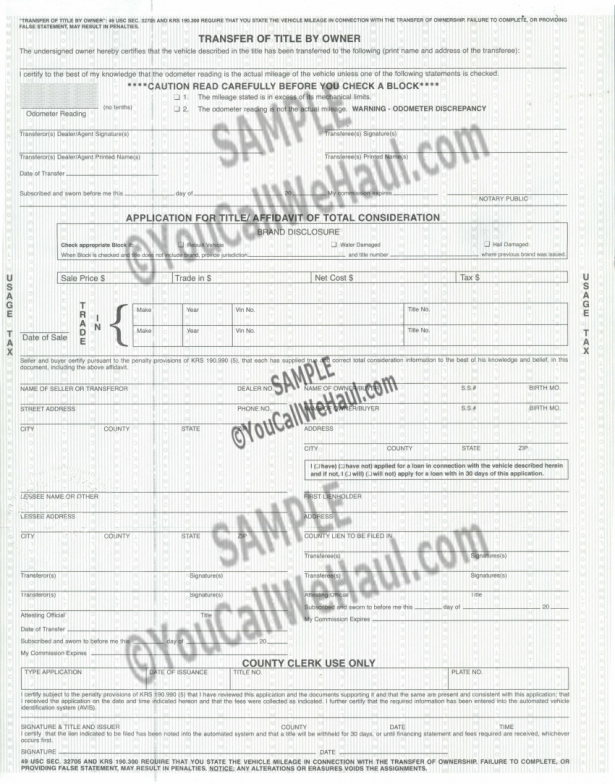 How To Transfer Kentucky Title And Instructions For Filling Out Your Title 5612