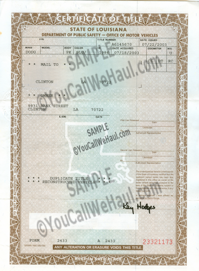 How to Transfer Louisiana Title and instructions for filling out your title