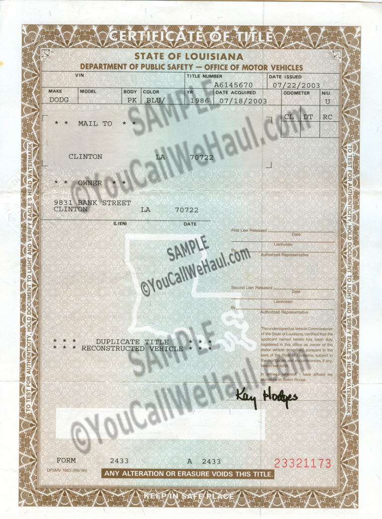 How To Transfer Louisiana Title And Instructions For Filling Out Your Title 5017