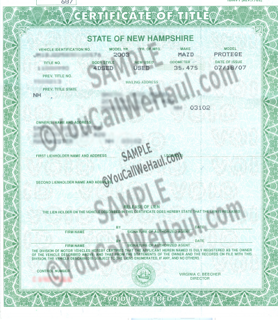 How to Transfer New Hampshire Title and how to fill out your title