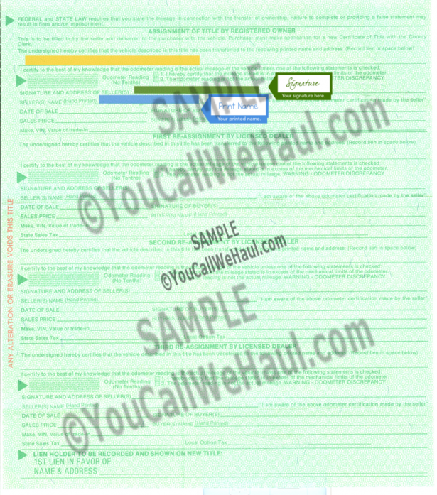 How to Transfer Tennessee Title and instructions for filling out your title