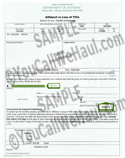 How to Transfer Washington Title and instructions for filling out your ...